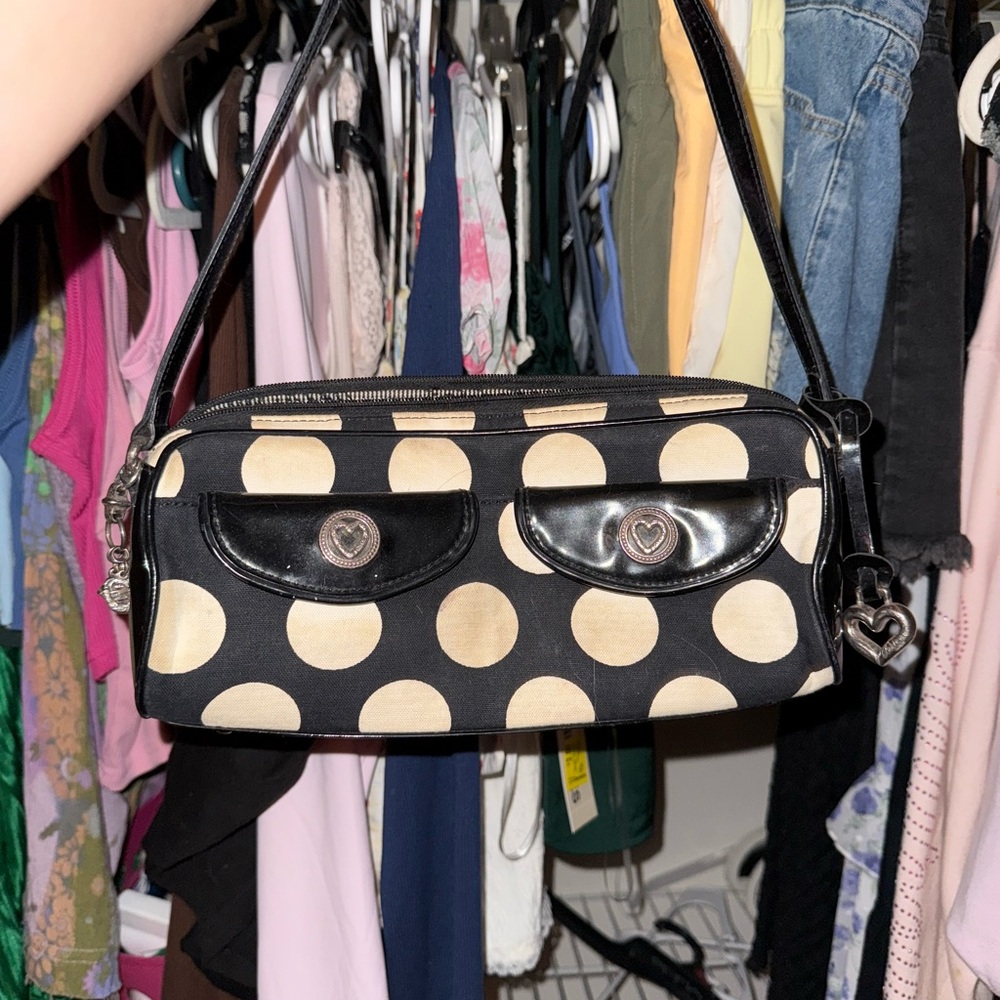 Brighton Polka Dot Shoulder Bag - Black and Cream